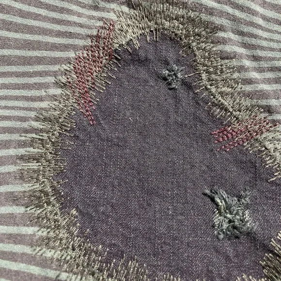 Vintage Y2K Custo Barcelona distressed low rise chino maxi skirt green stripe XS - Picture 9 of 10